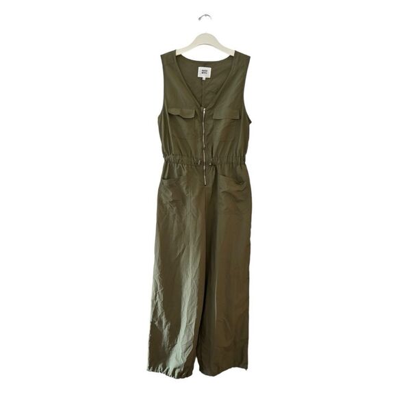 Madden NYC Juniors Olive Parachute Pants Sleeveless Jumpsuit Size Large 6 0453 - Picture 2 of 16